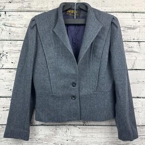 Jacques New York Paris‎ Wool Gray Lined 2-Button Blazer [Size 10] Made in USA
